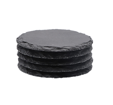 Stone Slate Coaster Round Black 5pcs