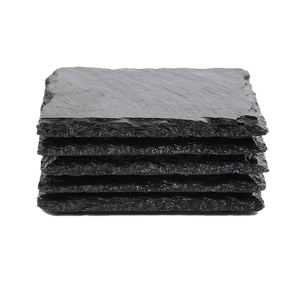 Stone Slate Coaster Square Black 5pcs