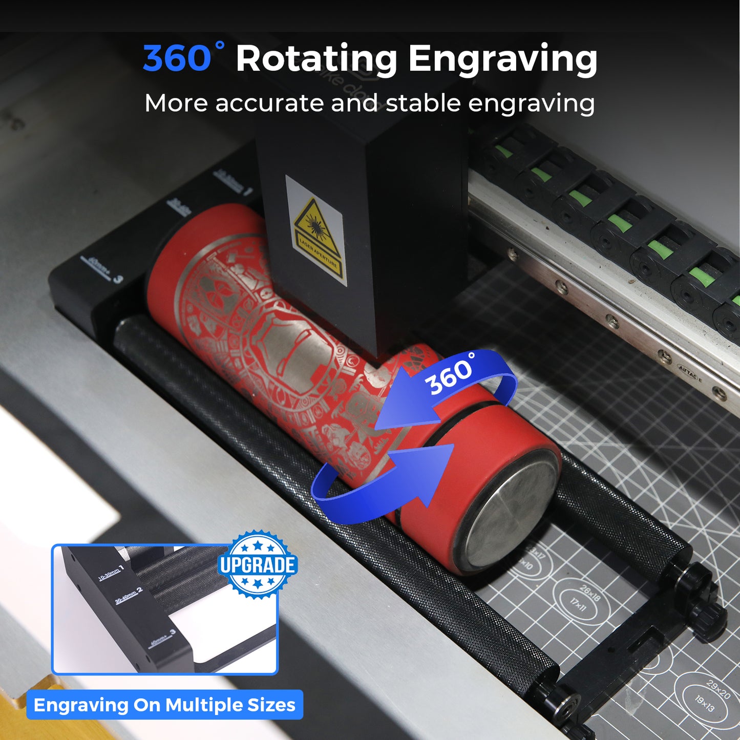 Co2 Laser Rotary Engraver attachment works with Chinese laser