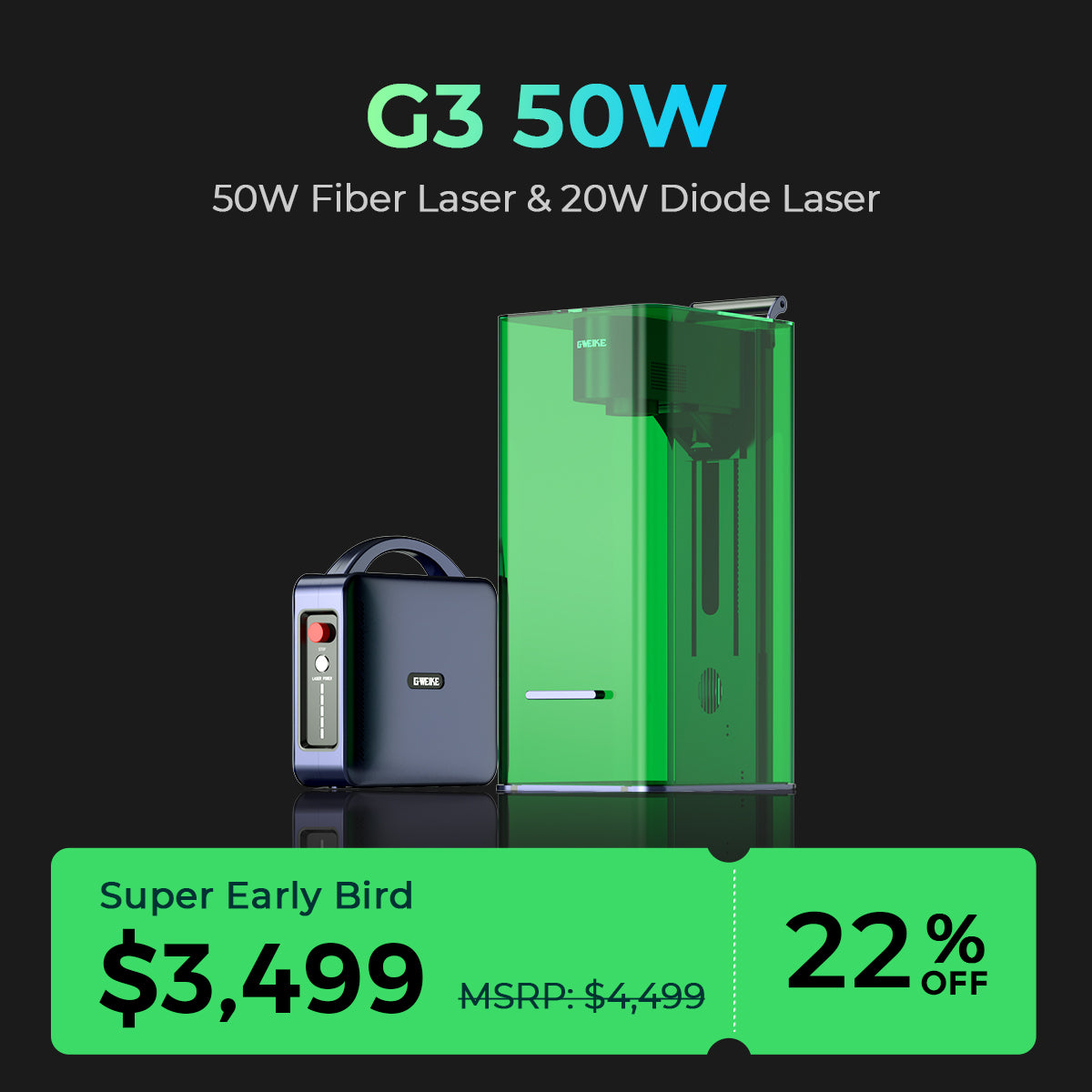 Gweike G3 60W MOPA Fiber & 40W Diode Dual Laser Engraver