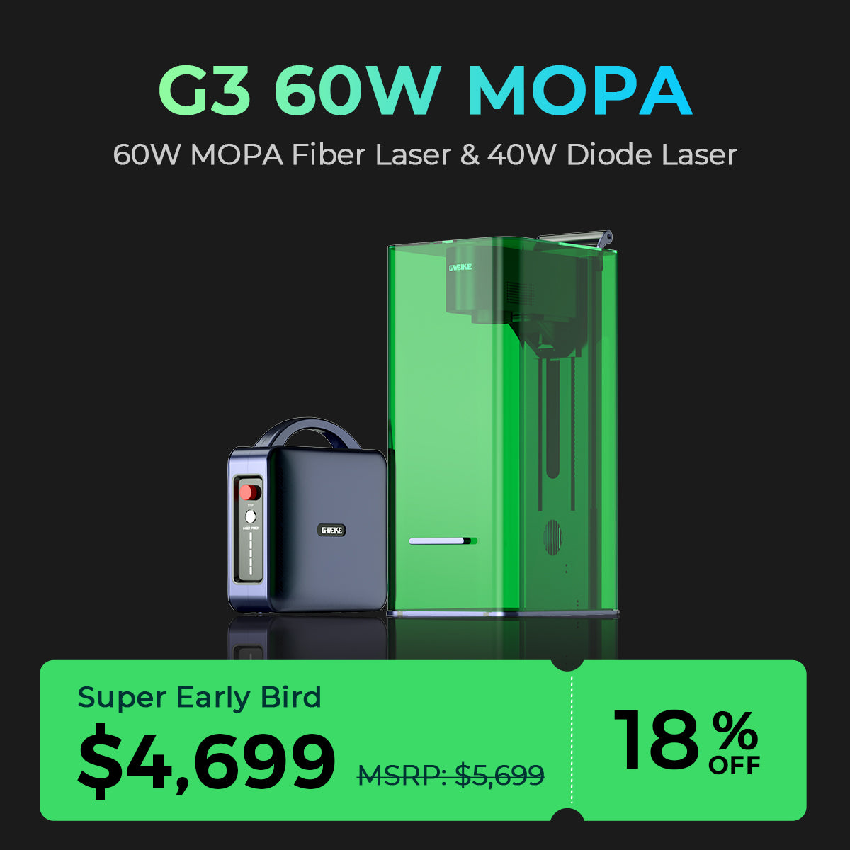 Gweike G3 60W MOPA Fiber & 40W Diode Dual Laser Engraver